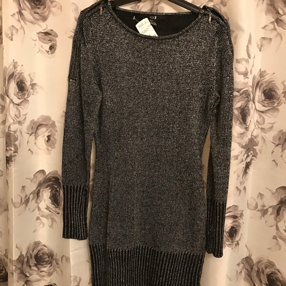 Forever 21 black and silver sweater dress